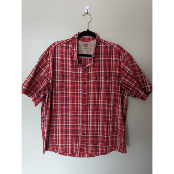G.H. Bass & Co Red Plaid Work Casual Button Down Short XL‎ - Picture 1 of 6